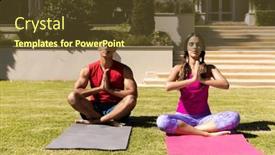  Presentation with active meditation - Slide set consisting of biracial-young-couple-practicing-meditation background and a tawny brown colored foreground