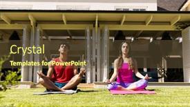  Presentation with active meditation - Presentation design having biracial-young-couple-practicing-meditation background and a  colored foreground