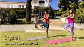  Presentation with active meditation - Presentation theme with biracial-young-couple-standing background and a yellow colored foreground