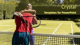  Presentation with tennis - PPT theme consisting of biracial-young-couple-with-tennis background and a tawny brown colored foreground