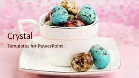  Presentation with bird eggs - Theme featuring bird-colorful-eggs-in-mug background and a lemonade colored foreground