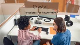  Presentation with atmosphere - PPT theme consisting of bird-eye-view-of-female background and a coral colored foreground