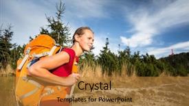  Presentation with female - Cool new PPT layouts with bird go - pretty female hiker going uphill backdrop and a gold colored foreground