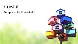  Presentation with boxes - Amazing presentation theme having bird house - colorful nesting boxes isolated backdrop and a white colored foreground