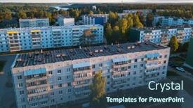  Presentation with bird eye view - Theme with bird's eye view of houses in urban-type settlement nikolskiy leningrad region russia background and a ocean colored foreground