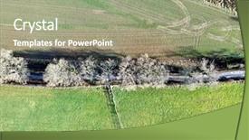  Presentation with country photo - Slide deck having bird track - english countryside country lane road background and a mint green colored foreground