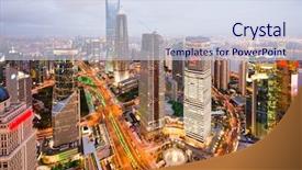  Presentation with china shanghai - PPT theme having bird view at shanghai china background and a sky blue colored foreground