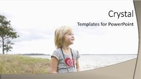  Presentation with bird - Presentation design having bird watching - cute young girl with binoculars background and a white colored foreground