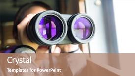  Presentation with bird - Audience pleasing presentation theme consisting of bird watching - woman looking though binoculars backdrop and a coral colored foreground