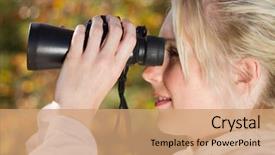  Presentation with young woman diagnosis of sti - PPT layouts consisting of bird watching - young woman using binoculars background and a coral colored foreground