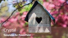  Presentation with spring tree - Beautiful slides featuring birdhouse-with-heart-shaped-opening backdrop and a violet colored foreground