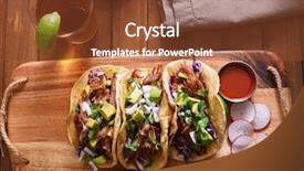  Presentation with birds - Presentation theme having birds eye view - mexican pork carnitas tacos background and a tawny brown colored foreground