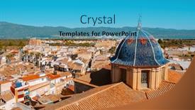  Presentation with church blue - PPT theme having birds-eye-view-of-alcala background and a  colored foreground