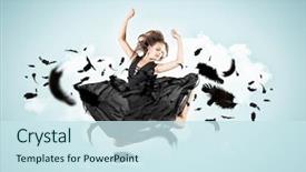  Presentation with bird - Presentation theme enhanced with birds free - young girl flying background and a sky blue colored foreground