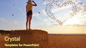  Presentation with straw bale - Slide deck with birds in heart formation background and a tawny brown colored foreground