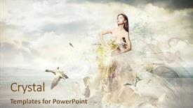  Presentation with birds - Cool new PPT layouts with fried squid rings in breadcrumbs with lettuce and lemon studio photo backdrop and a yellow colored foreground