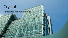  Presentation with modern building - Presentation theme with birmingham - large glass modern office building background and a light blue colored foreground