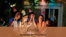  Presentation with birtday - Audience pleasing slide deck consisting of birtday-girl-with-her-friends backdrop and a red colored foreground