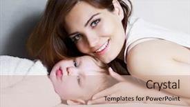  Presentation with mother baby - Slide deck featuring birth 2 years - beautiful young mother and her background and a  colored foreground