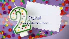  Presentation with birthday - Presentation theme consisting of birth 2 years - number two birthday candle background and a sky blue colored foreground