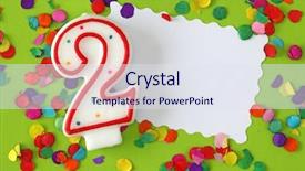  Presentation with birthday cake and candle - Beautiful PPT layouts featuring birth 2 years - number two birthday candle backdrop and a sky blue colored foreground