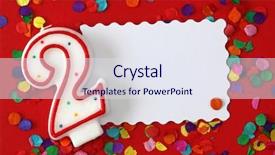  Presentation with birthday cake and candle - Presentation theme enhanced with birth 2 years - number two birthday candle background and a sky blue colored foreground