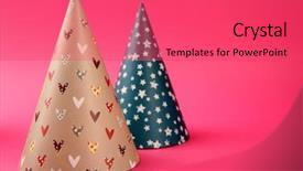  Presentation with pink birthday - Colorful slide set enhanced with birth 2 years - two birthday hats on pink backdrop and a red colored foreground