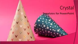  Presentation with pink birthday - PPT theme featuring birth 2 years - two birthday hats on pink background and a coral colored foreground