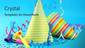  Presentation with blue and silver birthday - Amazing presentation theme having birth 2 years - two birthday hats with serpentine backdrop and a cyan colored foreground