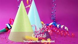  Presentation with streamer - Beautiful PPT layouts featuring birth 2 years - two birthday hats with serpentine backdrop and a purple colored foreground