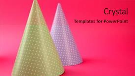 Presentation with pink birthday - Presentation theme enhanced with birth 2 years - two dotted birthday hats background and a red colored foreground