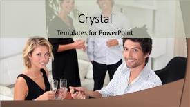  Presentation with sparkling wine - Audience pleasing presentation theme consisting of birth 2 years - two well dressed couples drinking backdrop and a light gray colored foreground