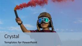  Presentation with birth announcement - Beautiful PPT layouts featuring birth announcement - airborne little boy wearing helmet backdrop and a light blue colored foreground