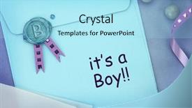  Presentation with announcement - PPT layouts enhanced with birth announcement - baby blue envelope with sealing background and a arctic colored foreground