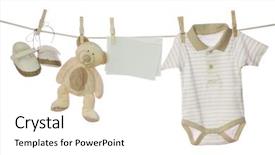  Presentation with announcement - Presentation theme having birth announcement - baby goods and blank note background and a white colored foreground