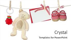  Presentation with announcement - Audience pleasing PPT theme consisting of birth announcement - baby goods and blank note backdrop and a white colored foreground