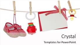  Presentation with announcement - Theme consisting of birth announcement - baby goods and blank note background and a white colored foreground