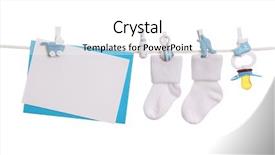  Presentation with announcement - Presentation theme having birth announcement - baby goods and blank note background and a white colored foreground