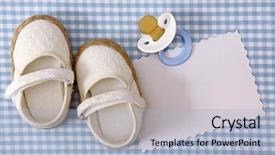  Presentation with birth announcement - Cool new presentation with birth announcement - baby white shoes on blue backdrop and a light blue colored foreground