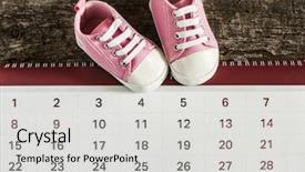  Presentation with birth announcement - Cool new presentation with birth announcement - calendar with baby booties backdrop and a light gray colored foreground