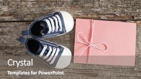  Presentation with announcement - Presentation design having birth announcement - cute little baby shoes background and a gray colored foreground