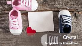  Presentation with birth announcement - Amazing presentation theme having birth announcement - cute little baby shoes backdrop and a gray colored foreground
