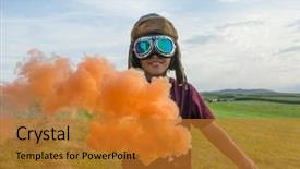  Presentation with imagination - Cool new theme with birth announcement - imagination little boy wearing helmet backdrop and a gold colored foreground