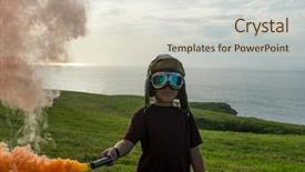  Presentation with aircraft - PPT layouts enhanced with birth announcement - little boy wearing helmet background and a lemonade colored foreground