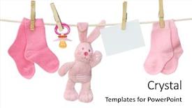  Presentation with birth announcement - Cool new presentation theme with birth announcement - pink baby goods and blank backdrop and a white colored foreground