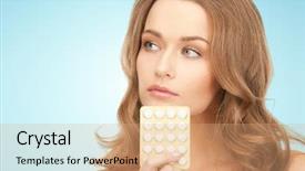  Presentation with medication - Slides with birth control - beauty people medicine and health background and a coral colored foreground