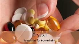  Presentation with colorful of antibiotics capsule pills - Cool new PPT layouts with birth control - close-up of woman hand backdrop and a coral colored foreground