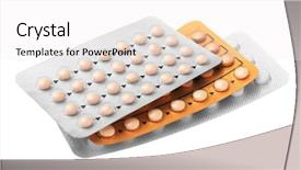  Presentation with contraceptive - Colorful slide set enhanced with birth control - different oral contraceptive pills backdrop and a white colored foreground