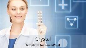  Presentation with female doctor - Cool new presentation theme with birth control - picture of attractive female doctor backdrop and a light blue colored foreground