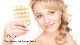  Presentation with capsules pills pill doctor prescription - Audience pleasing PPT layouts consisting of birth control - picture of young beautiful woman backdrop and a lemonade colored foreground